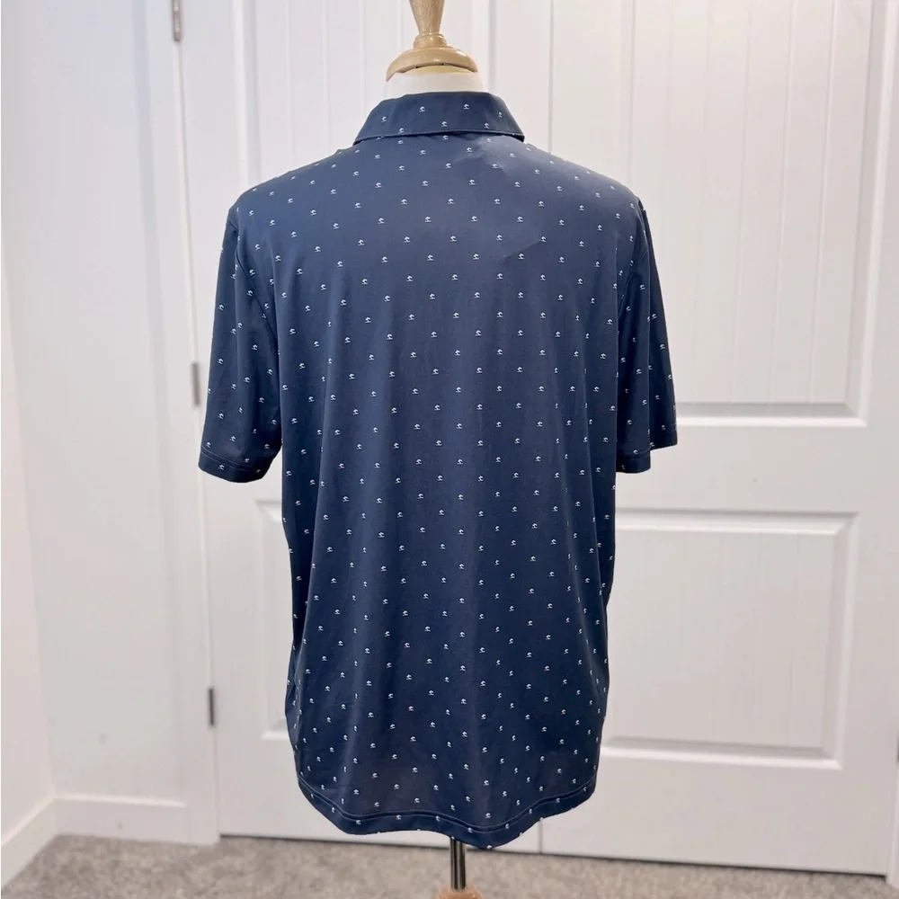 Men's Adidas Golf Polo Shirt Size L Navy Blue Pine Tree Print w/Accenture Logo - Picture 3 of 9